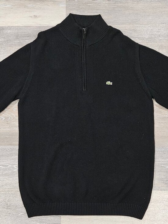Lacoste Men’s Black Mock Neck Half Zip Sweater Size 7 XL - Picture 2 of 7
